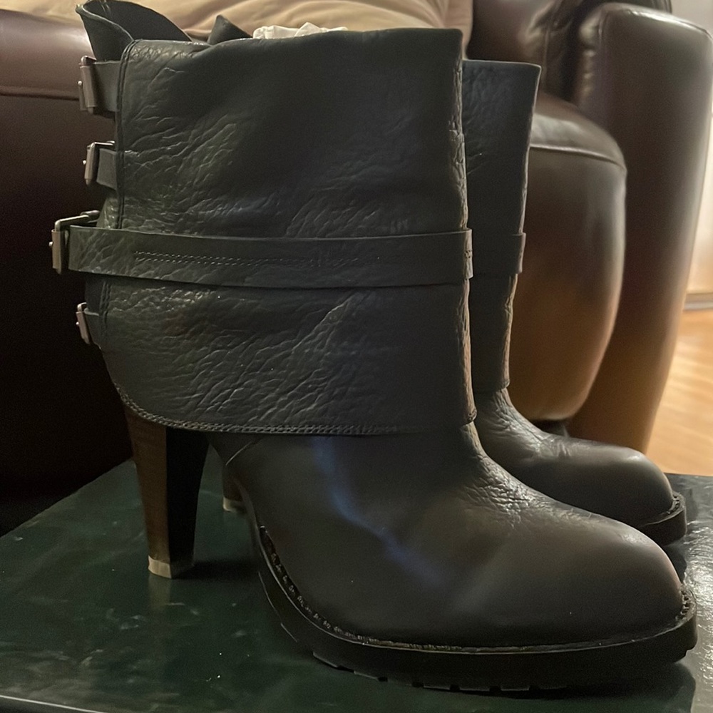 Mia Limited Edition black leather booties